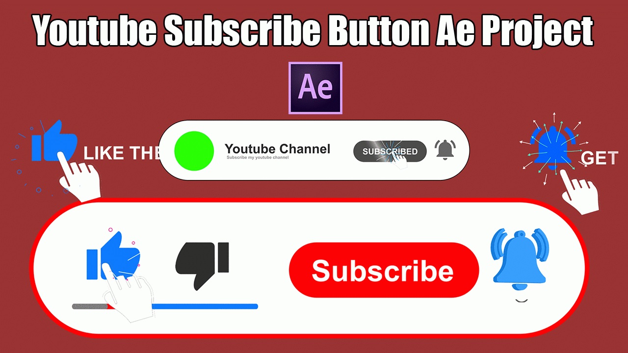 Subscribe button and bell icon animation templates for youtube - BunerTV